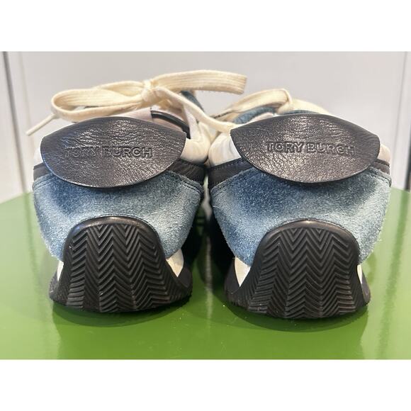 Tory Burch Hank Sneakers Nylon/Suede‎ White/Blue Size 9.5M - Picture 9 of 10